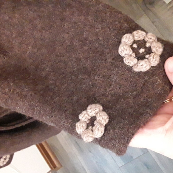 Brown Wool Cardigan with Tie Waist By Cynthia Rowley 3X - Picture 4 of 9